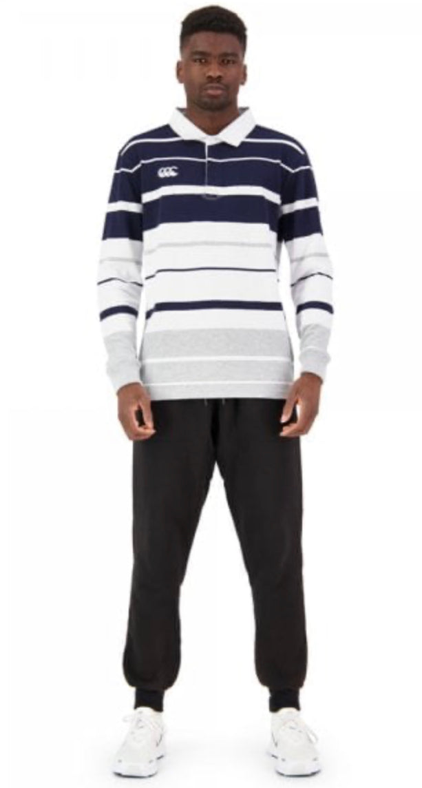 Canterbury Mens Striped Rugby ( Navy, White, Grey)