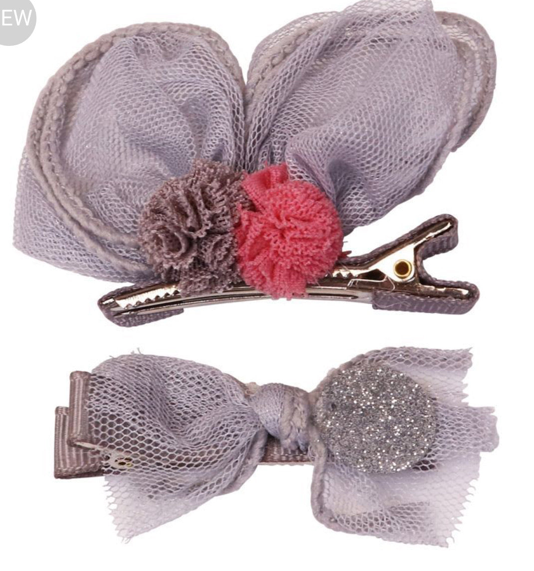 Cleo Hair Clips Grey