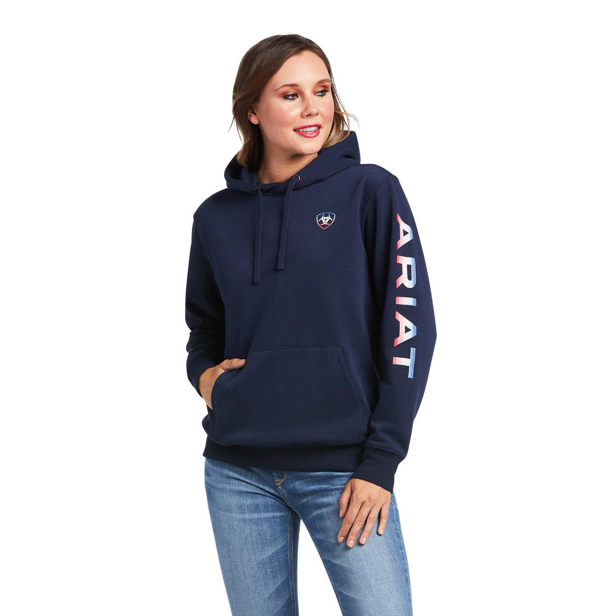 Ariat Ladies Real Serape Logo Arm Sweatshirt - Navy