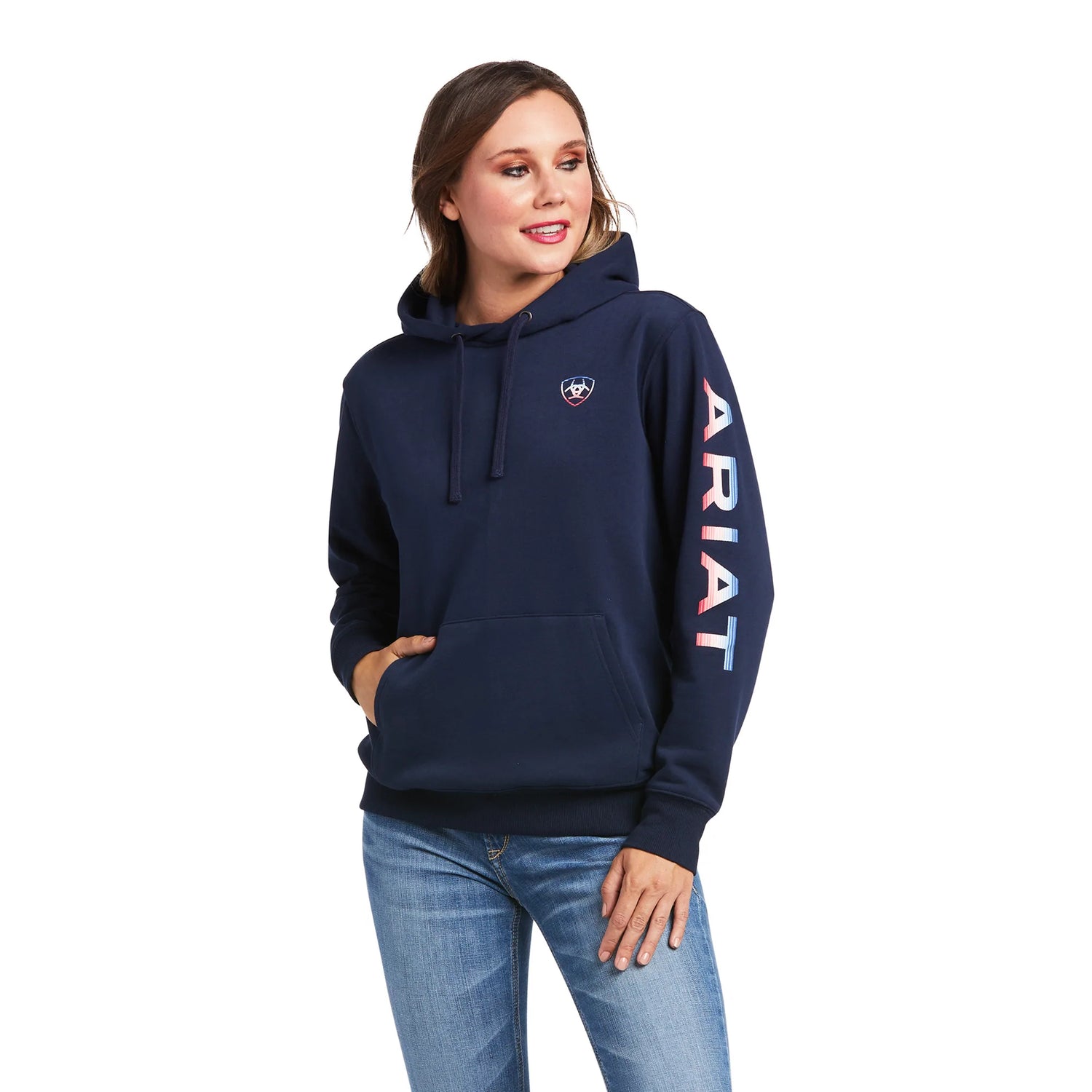 Ariat Ladies Real Serape Logo Arm Sweatshirt - Navy
