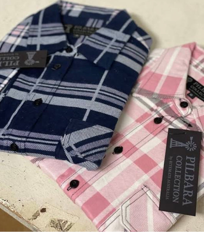 Ritemate Pilbara Kids Flannelette Open Front Shirt in Assorted Colours