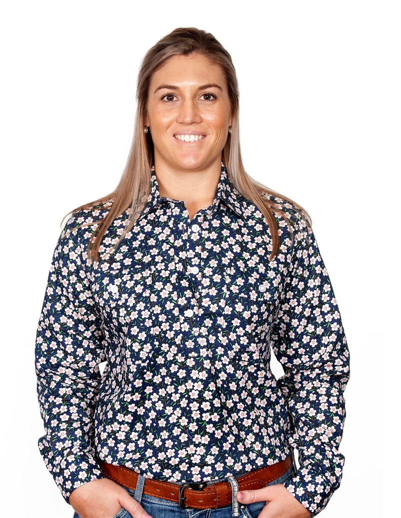 Just Country Womens Georgie Half Button Print Work shirts