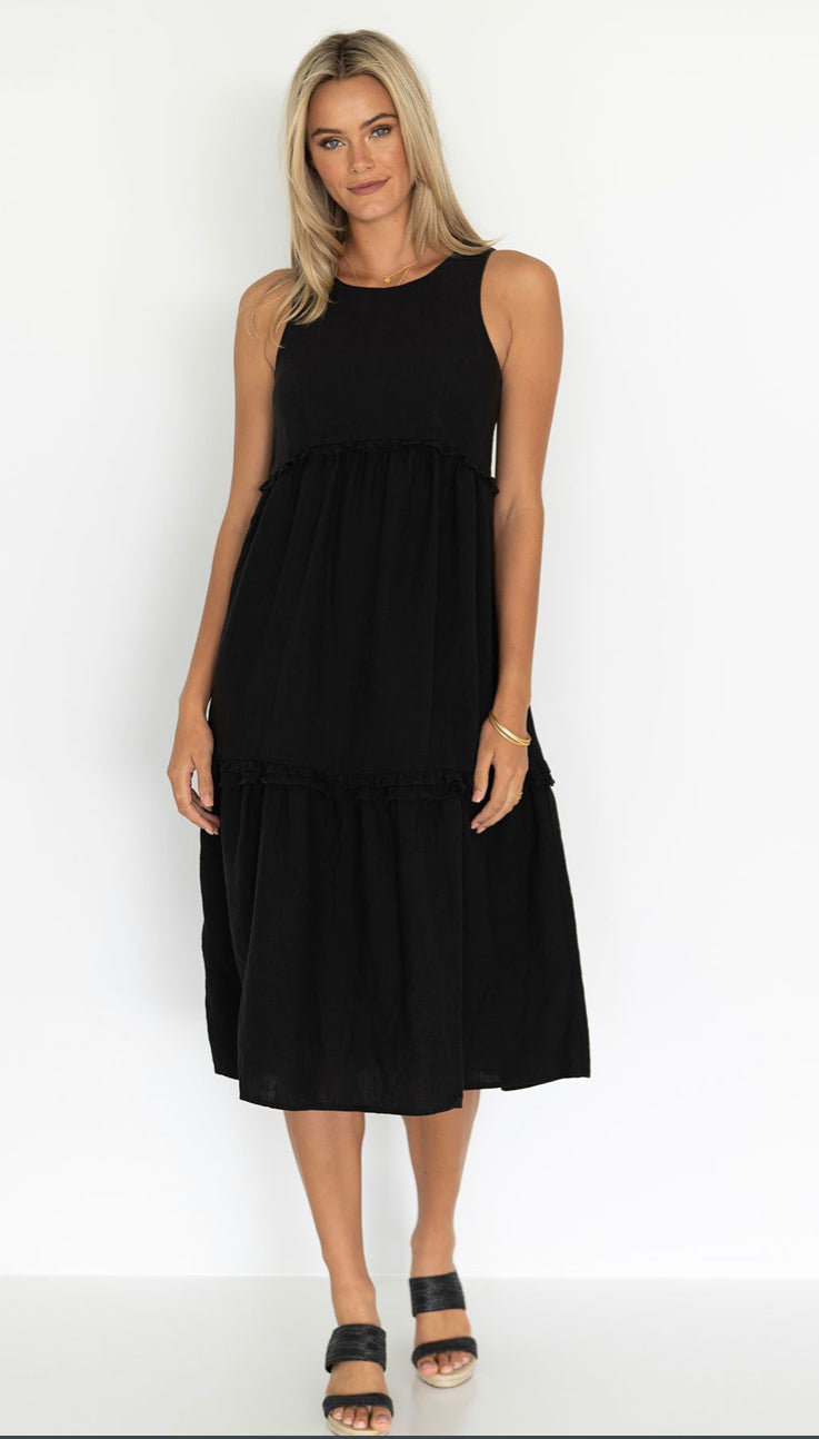 Humidity Ladies Ava Midi Dress in Black