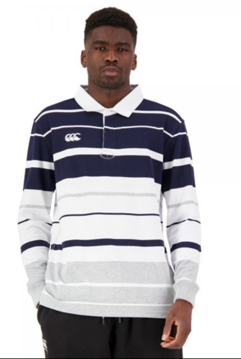 Canterbury Mens Striped Rugby ( Navy, White, Grey)
