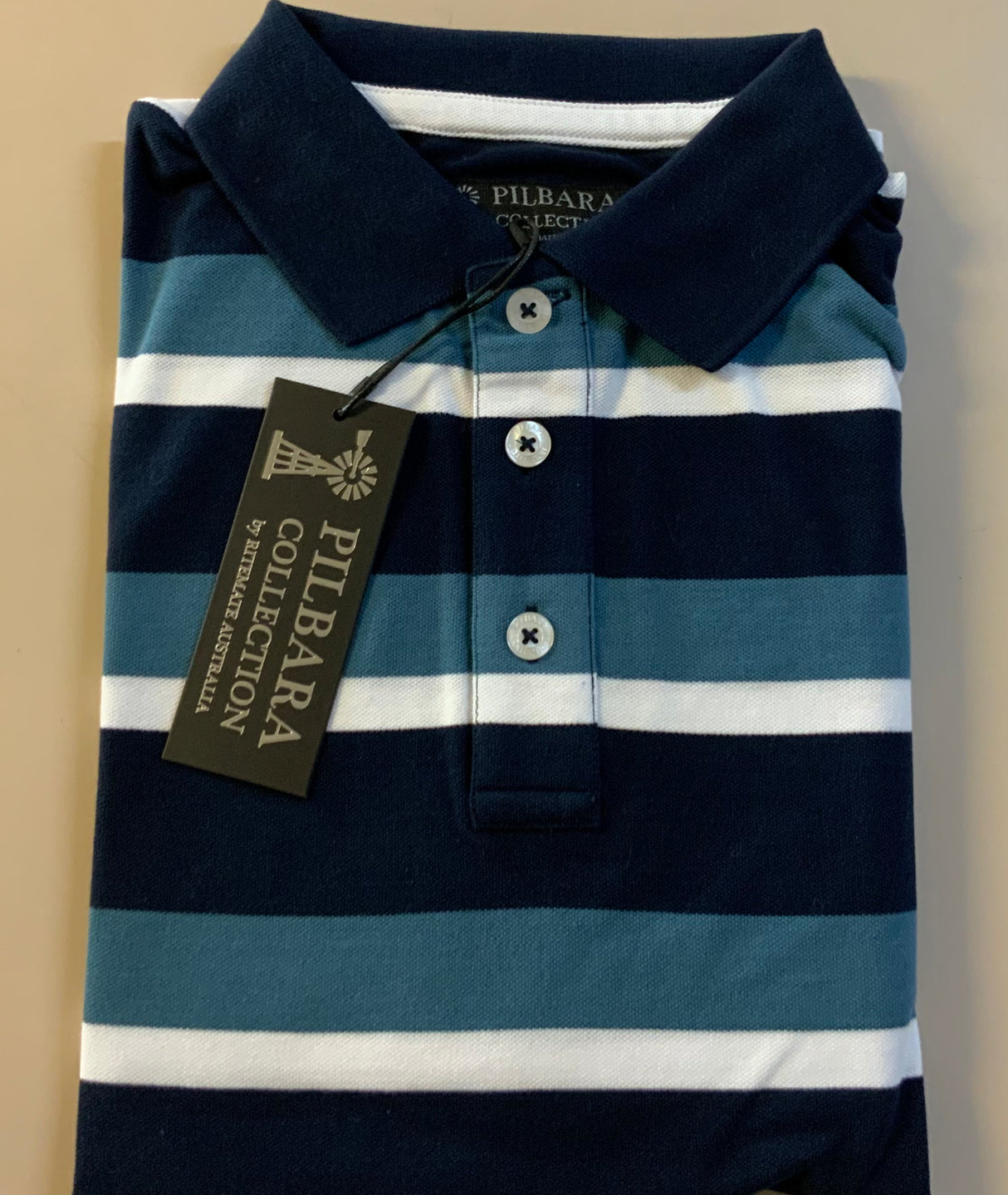 Pilbara Mens Striped Polo - RMPC066