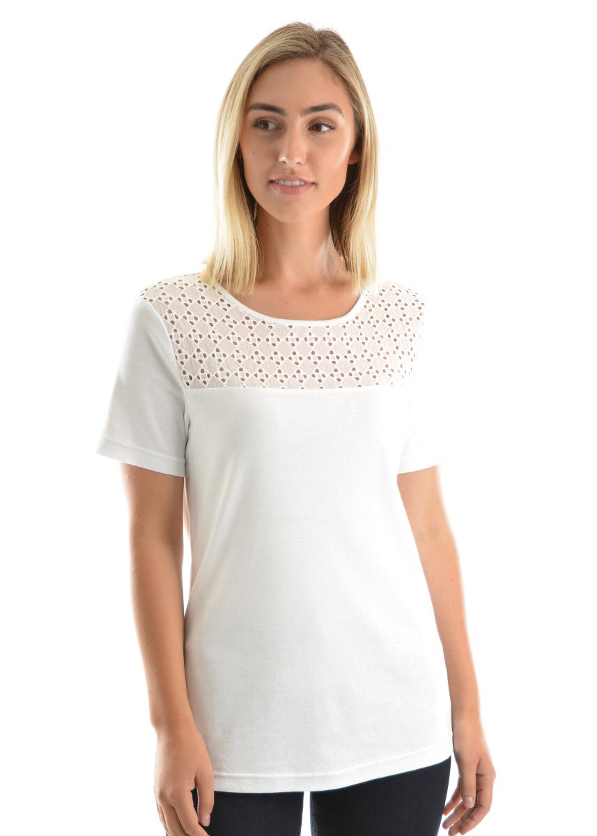 Thomas Cook Ladies Broderie Yokes S/S Top