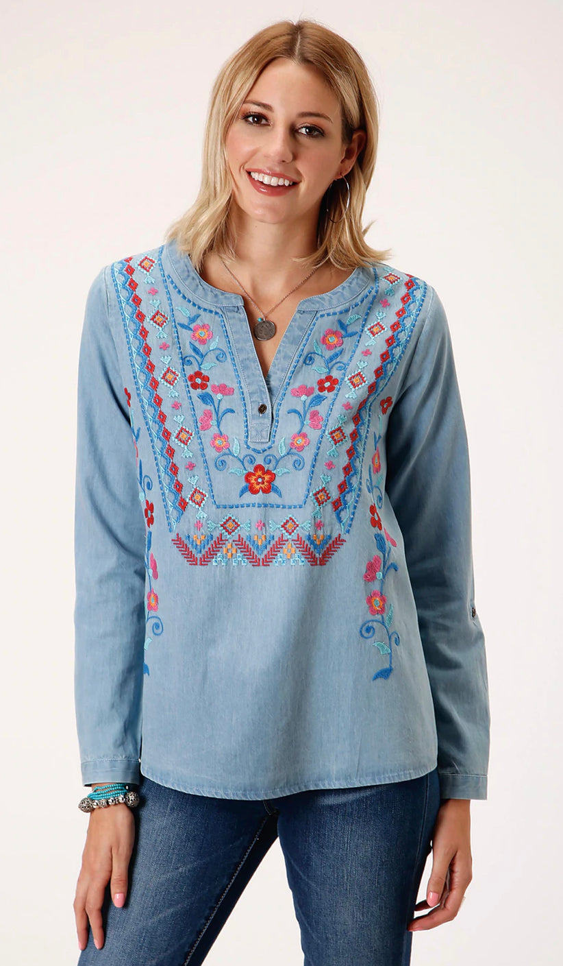 Roper Ladies Studio Collection Blouse in Blue
