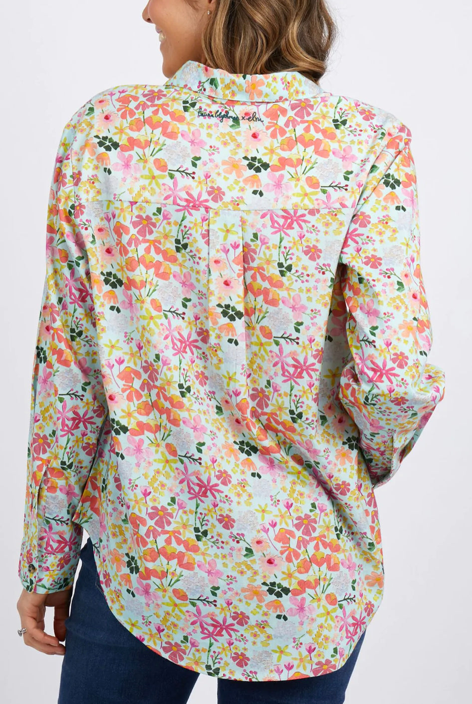 Elm Ladies Laura Shirt - Opal Blue Floral Print