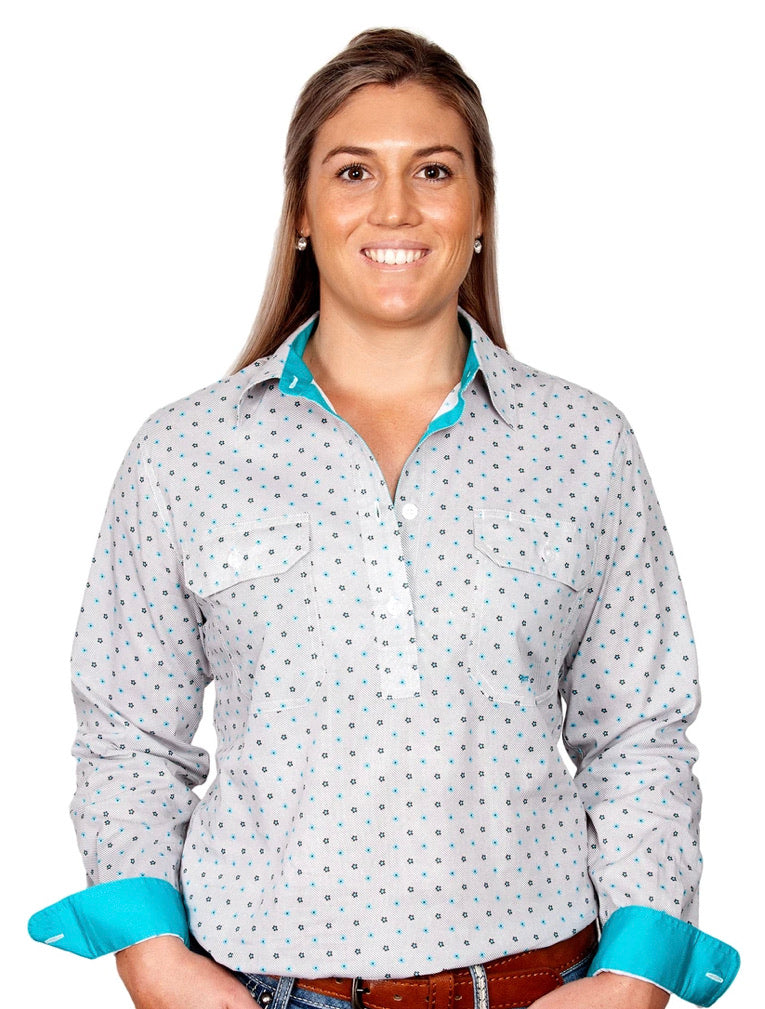 Just Country Womens Georgie Half Button Print Work shirts