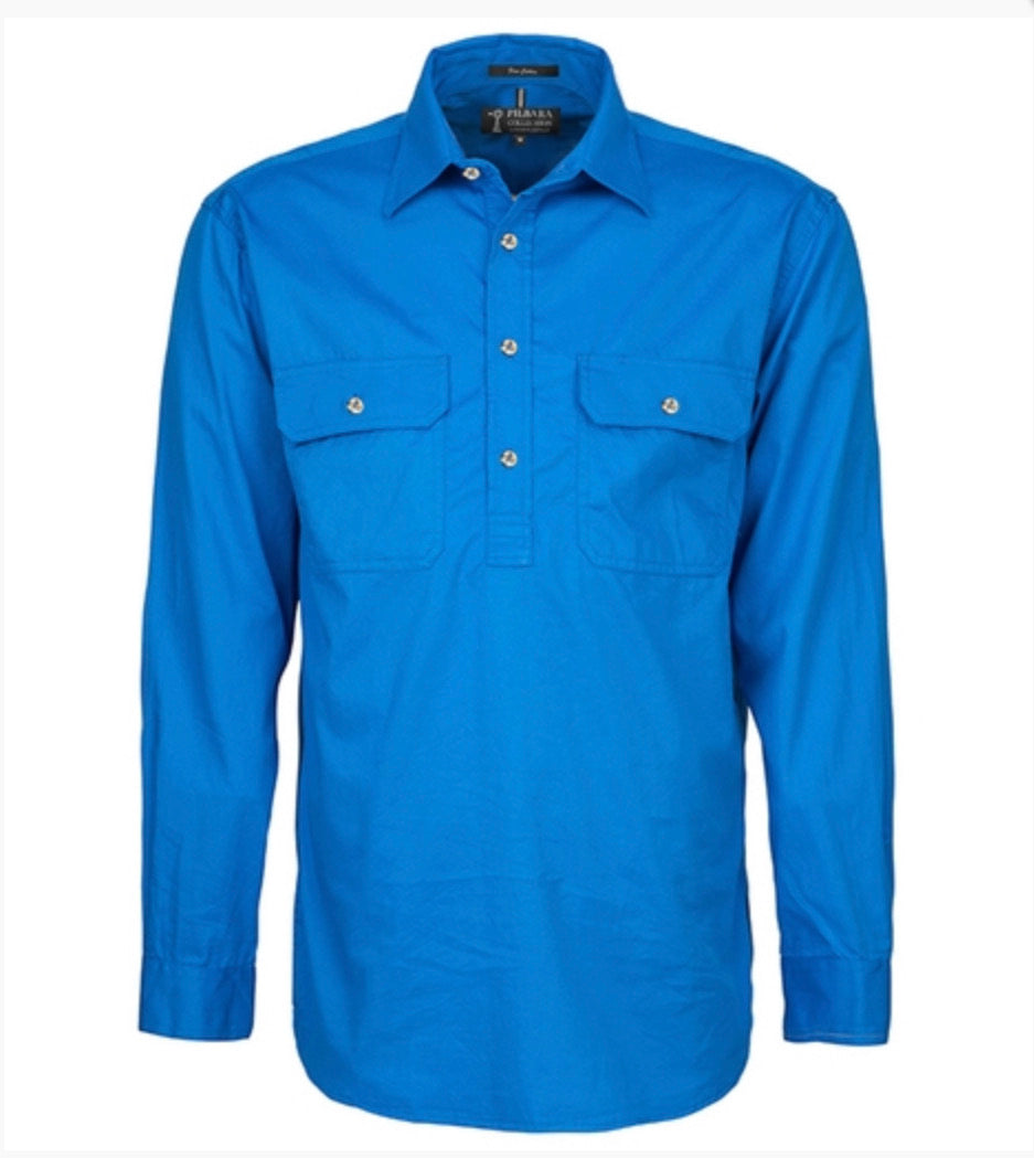 Pilbara Mens Closed Front Long Sleeved Shirt RM200CF