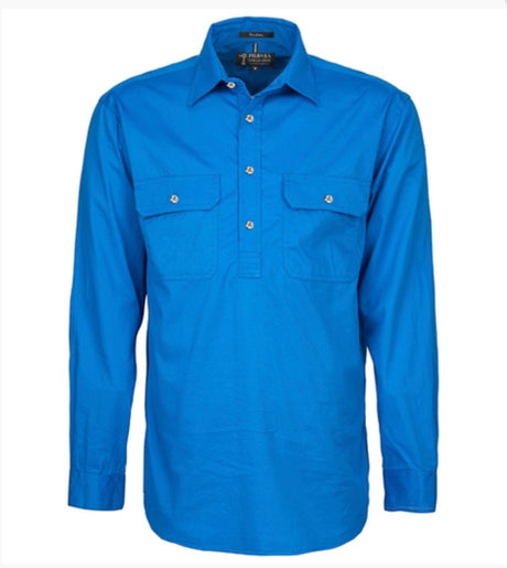 Pilbara Pilbara Mens Closed Front Long Sleeved Shirt