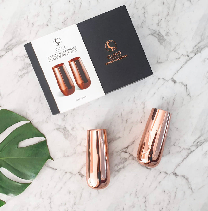 CLINQ Stemless Copper Champagne Flute 2 Pack