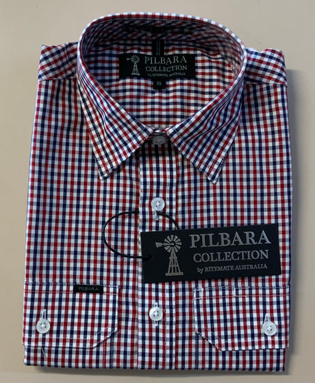 Pilbara Mens Check Dual Pocket S/S Shirt