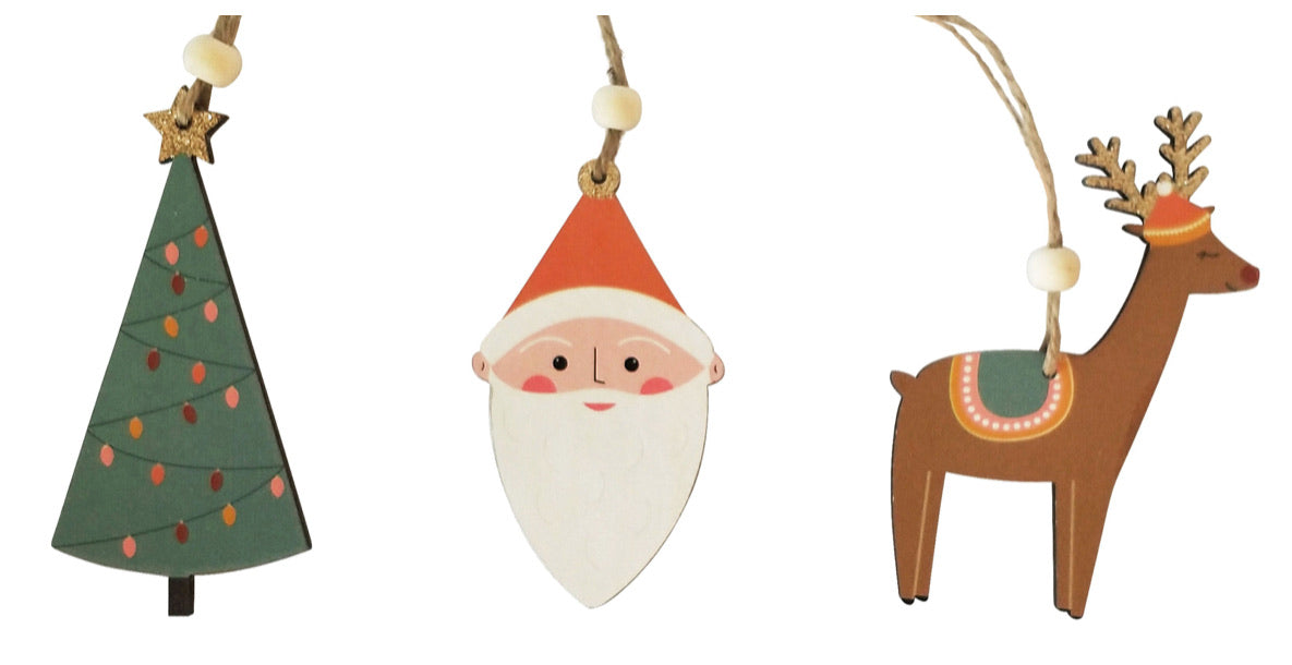 Santa, Reindeer & Tree Decoration