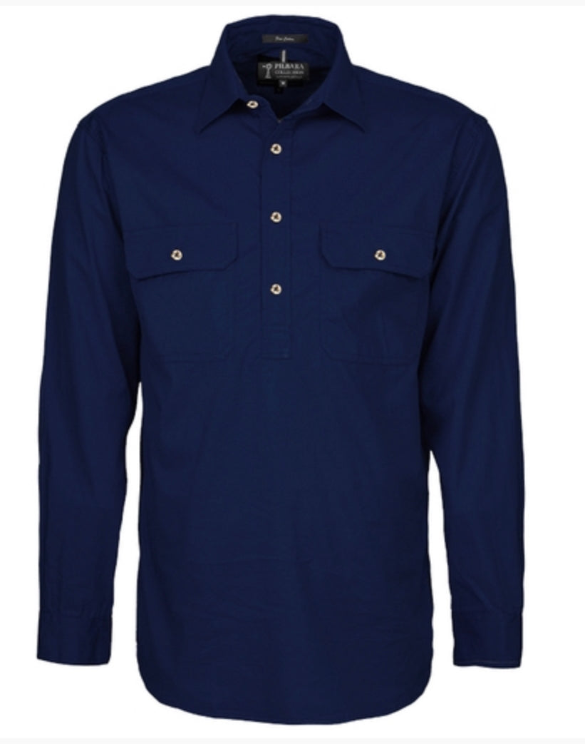 Pilbara Mens Closed Front Long Sleeved Shirt RM200CF