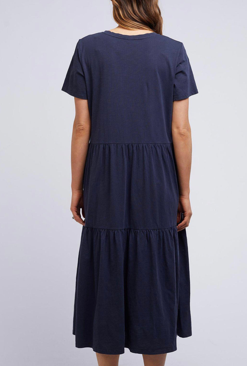 Elm Ladies Gigi Tired Dress in Navy & Mustard