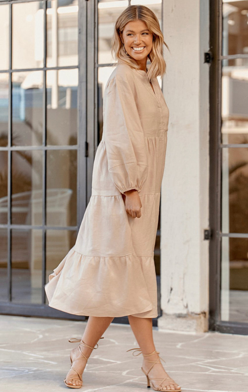 Adorne Ladies Chloe Tiered Dress - Cream
