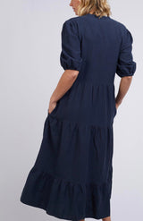 Elm Ladies Constance Tiered Dress in Navy & Chateau Rose