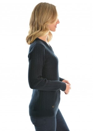 Thomas Cook Ladies V-Neck Fine Cable Jumper