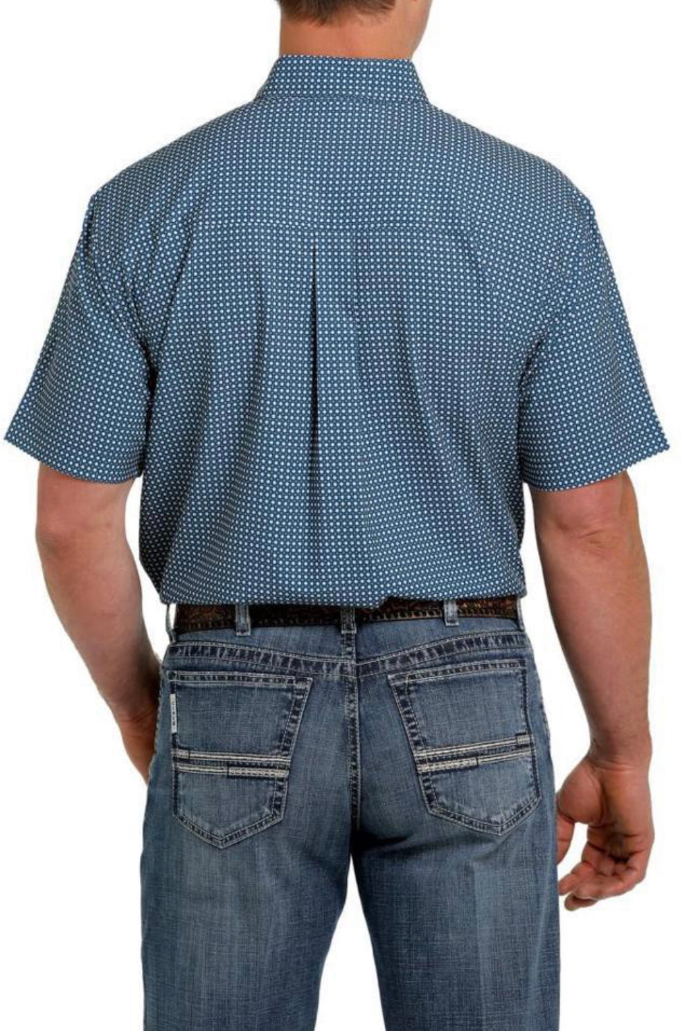 Cinch Mens Short Sleeved Navy white Patterned Shirt