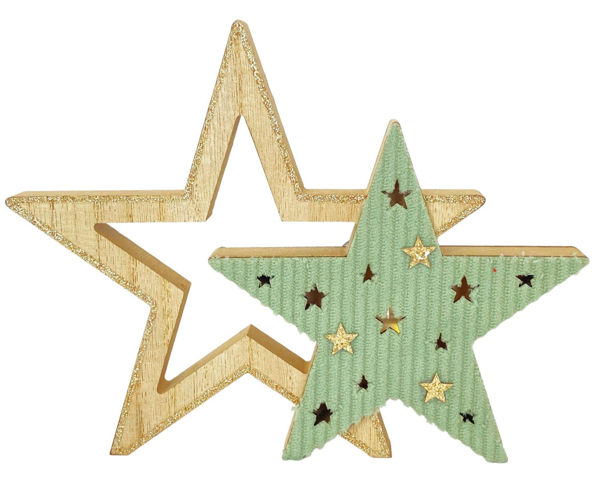 Wooden Star Cutout Decoration Sage