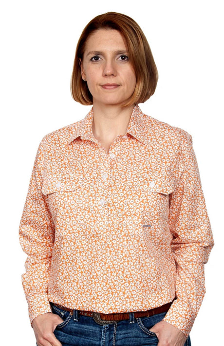 Just Country Womens Georgie Half Button Print Work Shirts