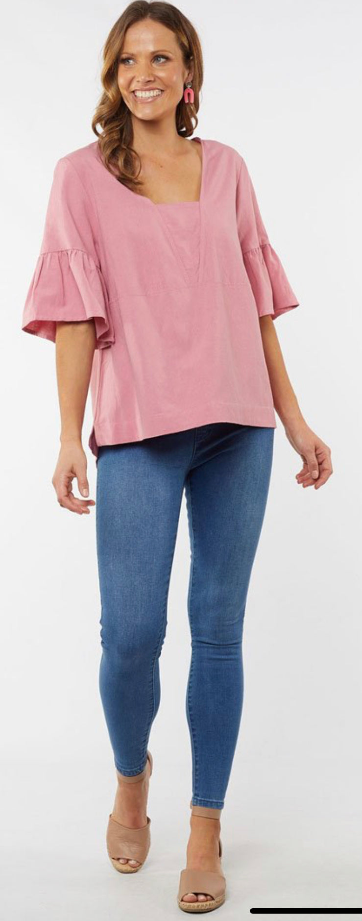 Elm Ladies Ellie Frill Top in Pink