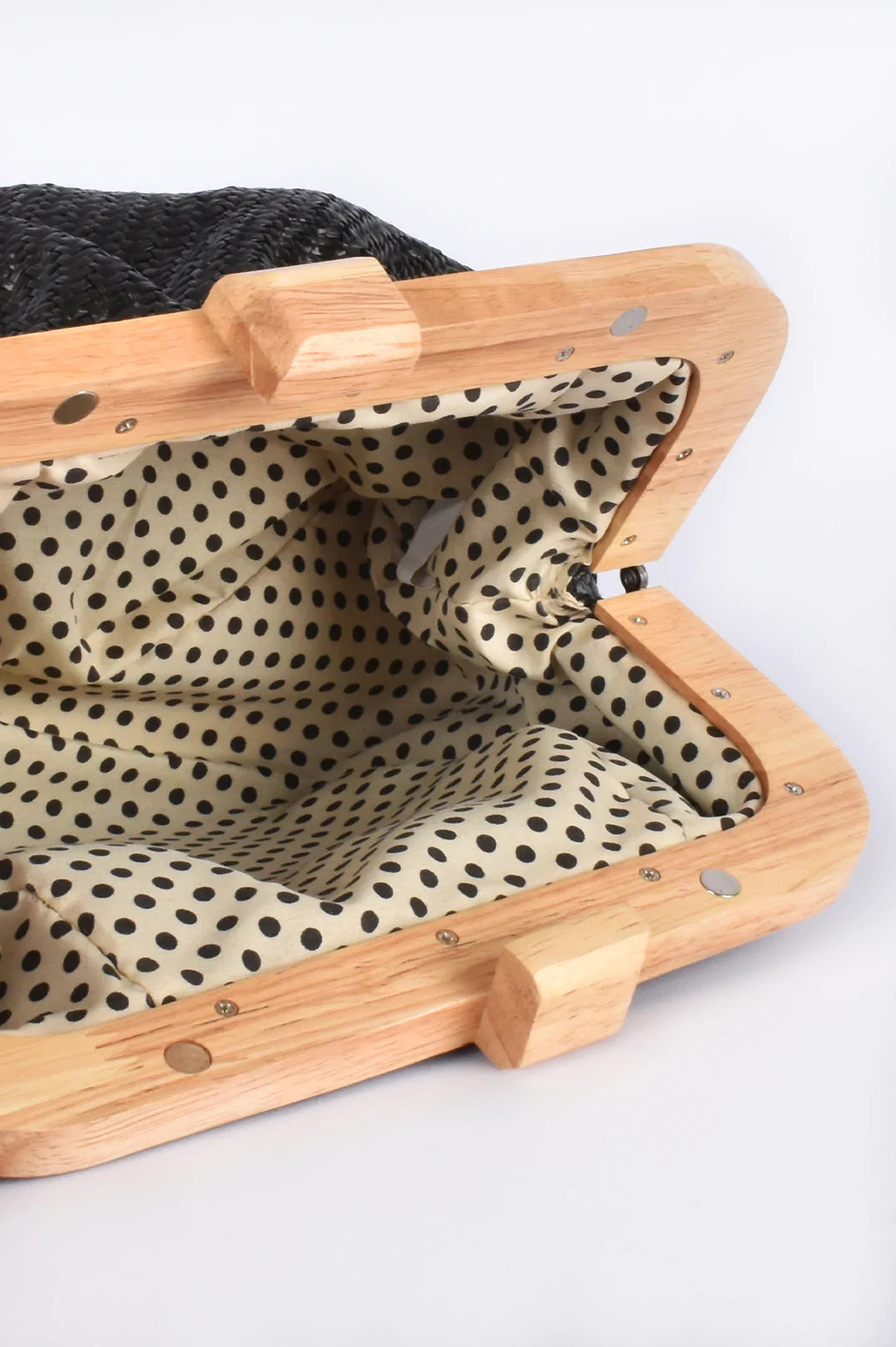 Adorne Mallory Weave Timber Frame Clutch