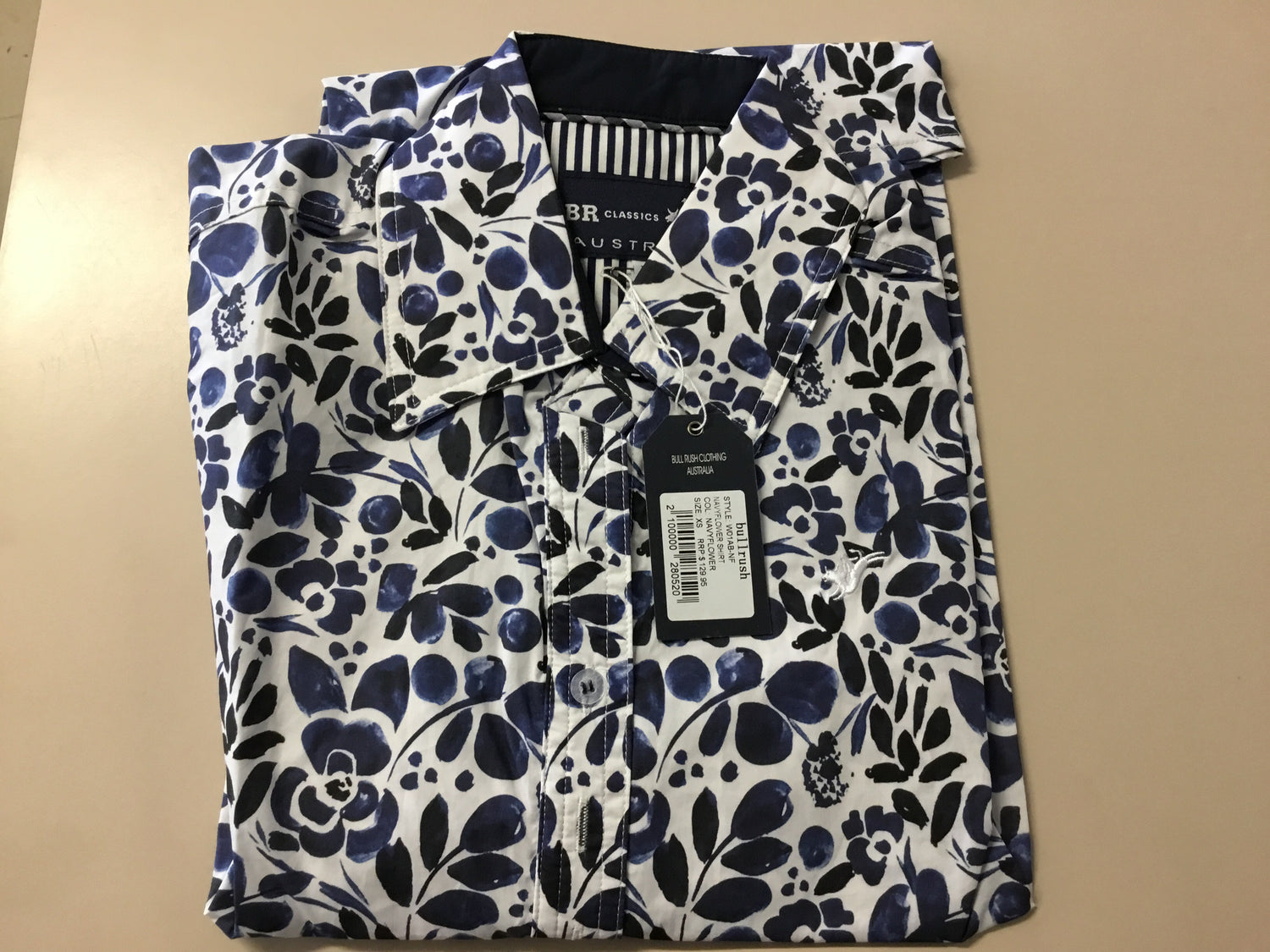 Bullrush Ladies Navy Flower Shirt