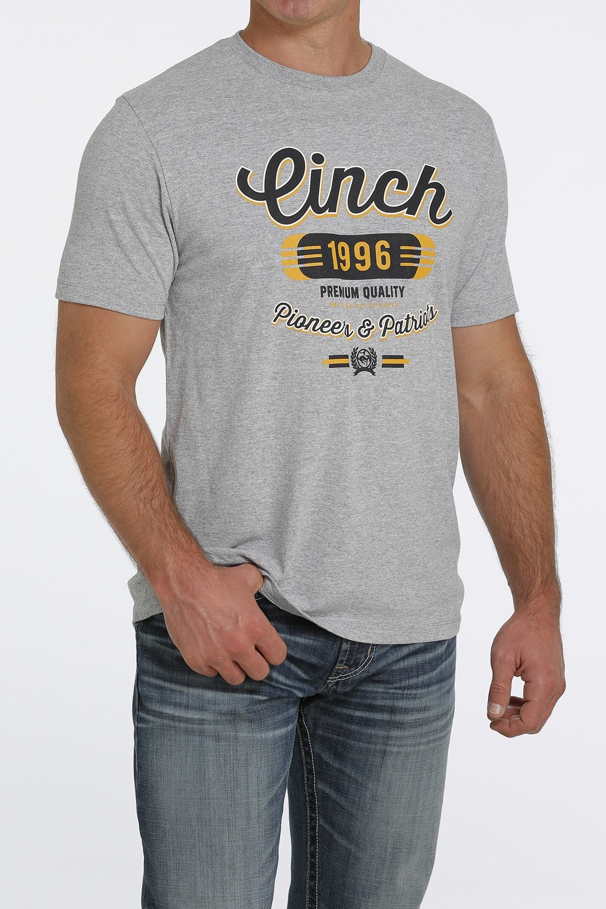 Cinch Mens Pioneers & Patriots T - heathered grey