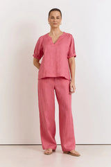 Adorne Ladies Harrie Pleated Linen Top