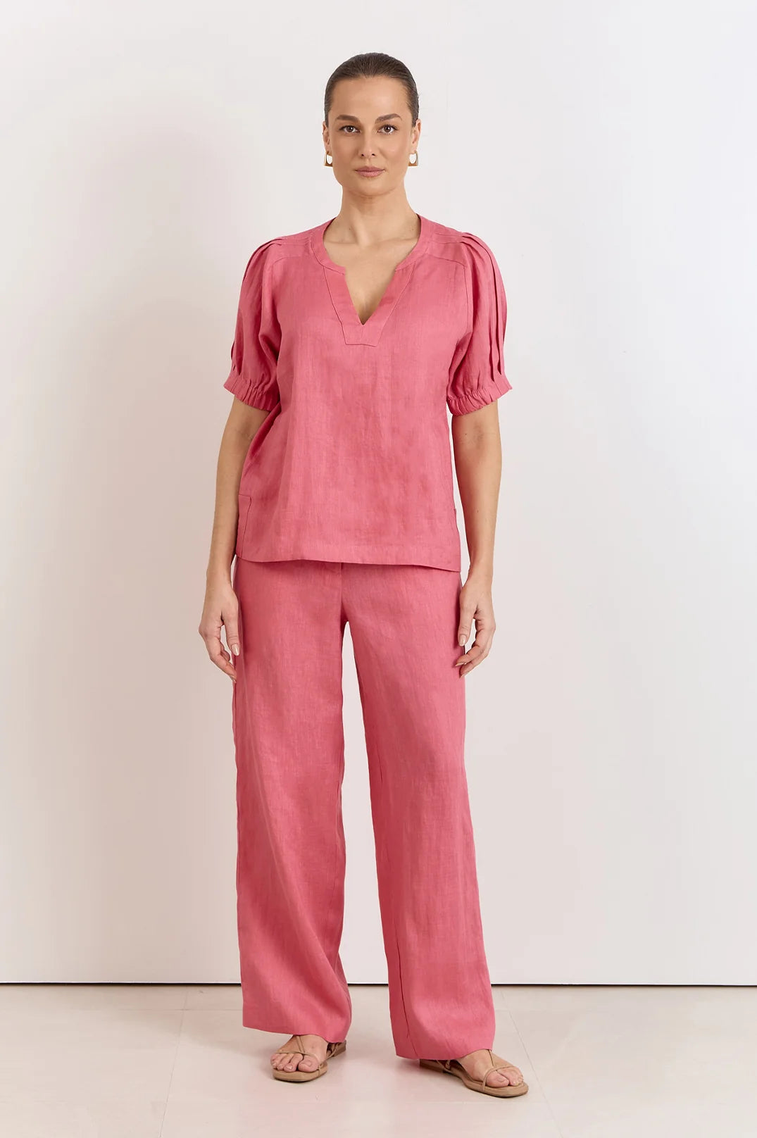 Adorne Ladies Harrie Pleated Linen Top