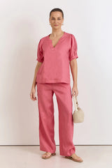 Adorne Ladies Harrie Pleated Linen Top
