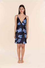 Gingerlilly Recycled Satin Short Nightie - Iris Navy