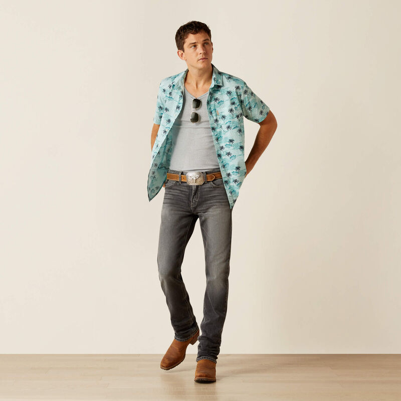 Ariat Mens Maverick Modern Fit Short Sleeve Shirt - Turquoise