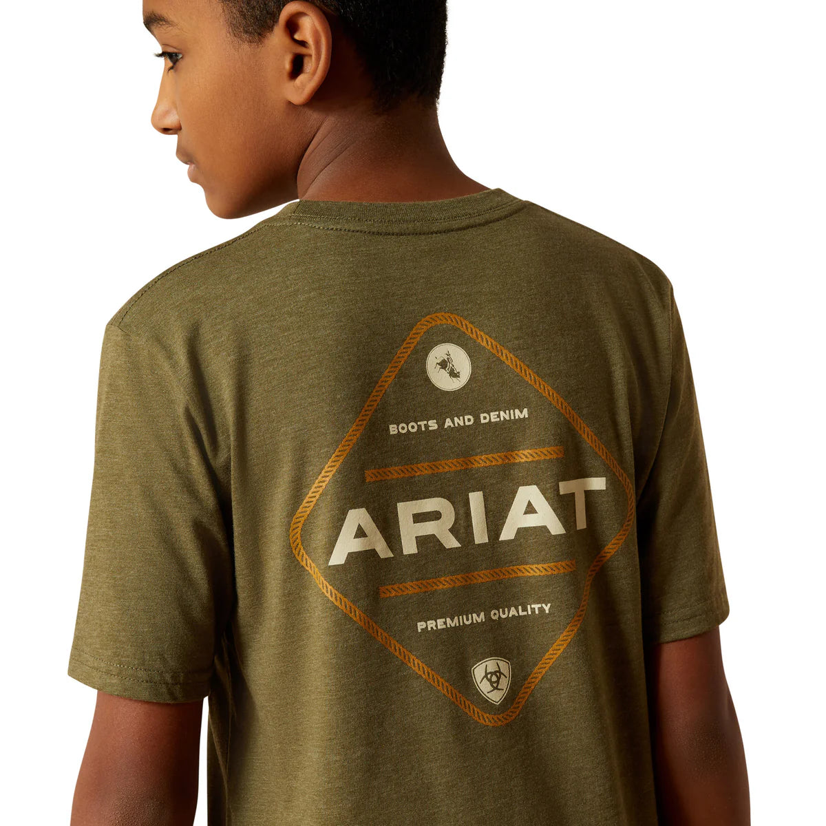 Ariat Boys Roped Diamond T-Shirt - Military Heather - 10062410