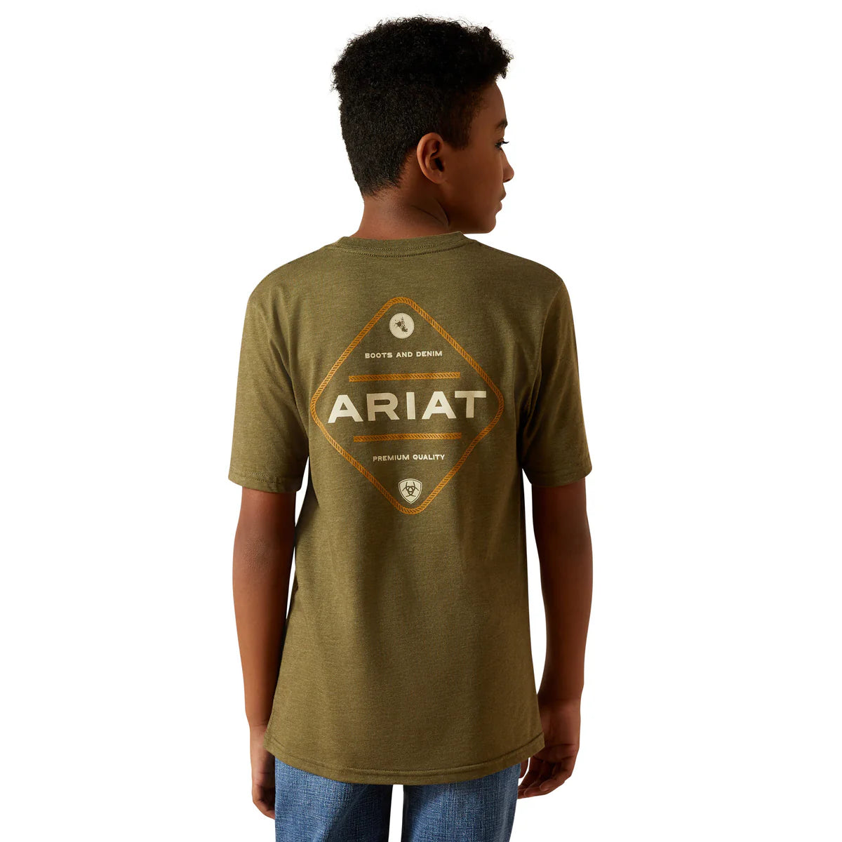 Ariat Boys Roped Diamond T-Shirt - Military Heather - 10062410
