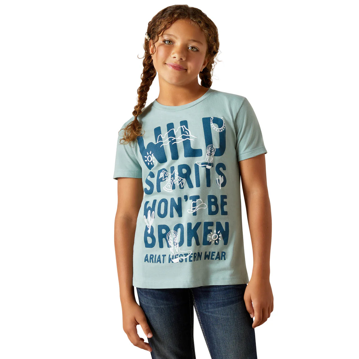 Ariat Girls Wild Spirits T-Shirt - Rivergreen - 10062897