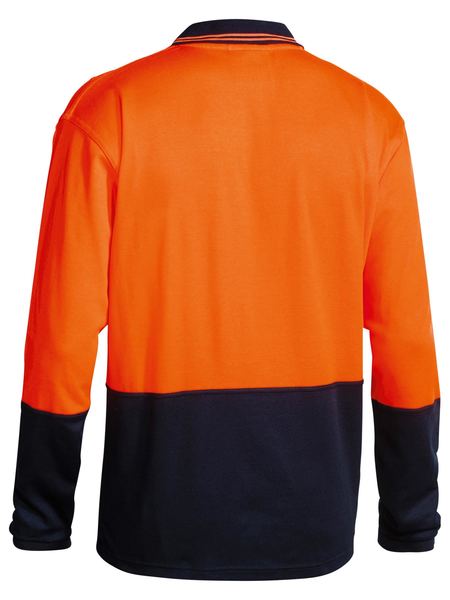 Bisley Two Tone Hi Vis Long Sleeve Polo Shirt - Orange/Navy - BK6234
