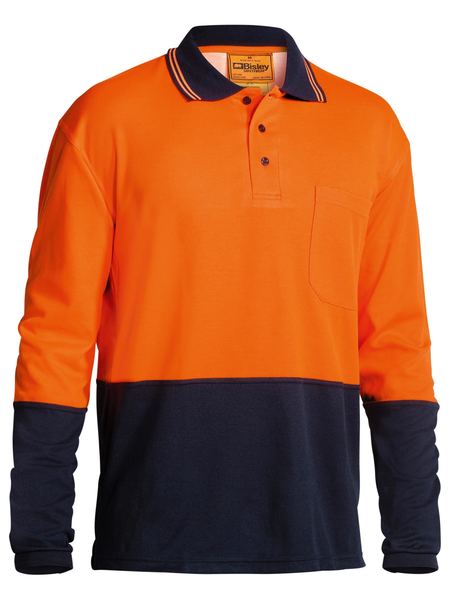 Bisley Two Tone Hi Vis Long Sleeve Polo Shirt - Orange/Navy - BK6234