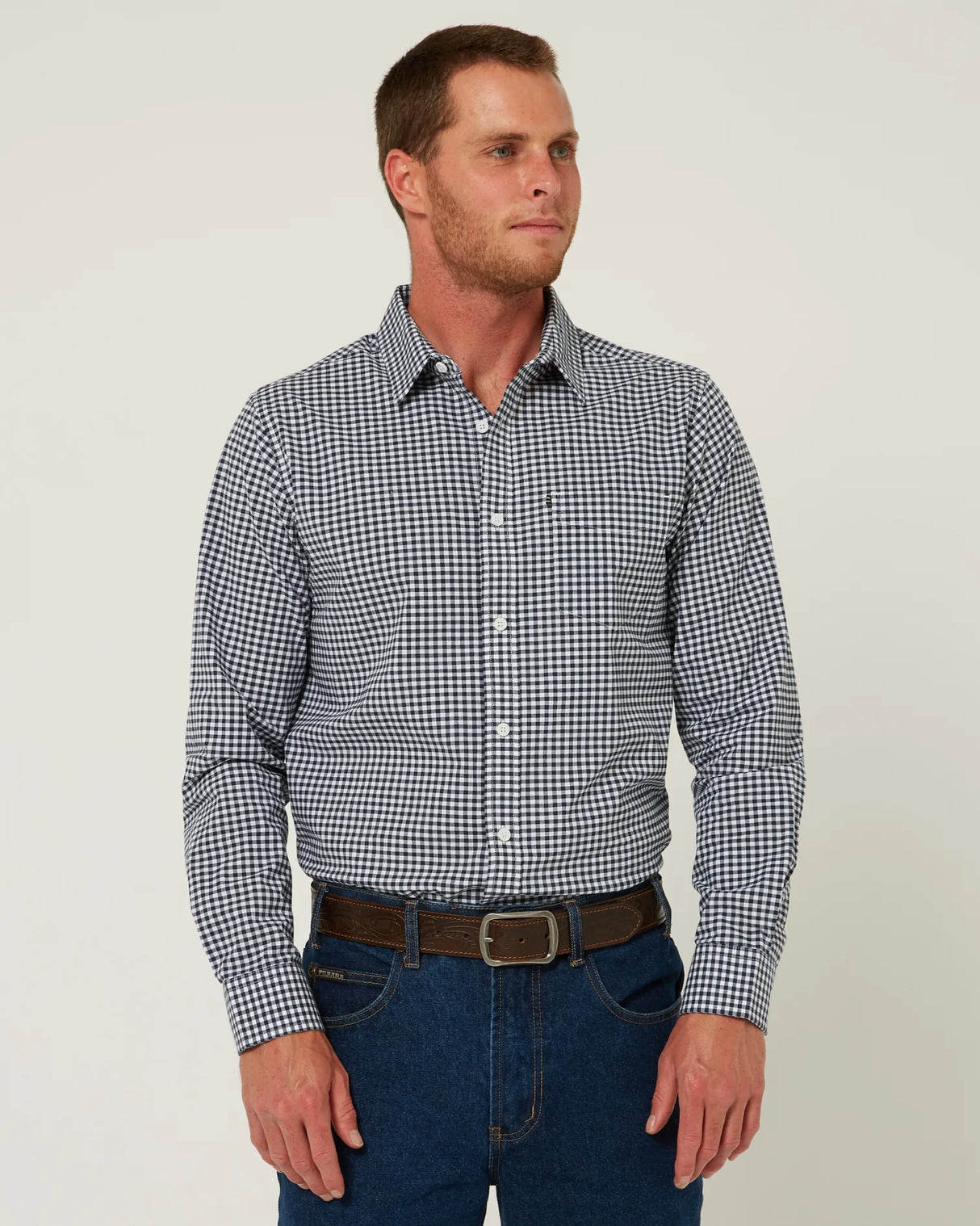 Pilbara Mens Long Sleeve Gingham Shirt - RMPC173