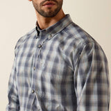 Ariat Mens Pro Series Priest Fitted Long Sleeve Shirt - Ombre Blue Plaid