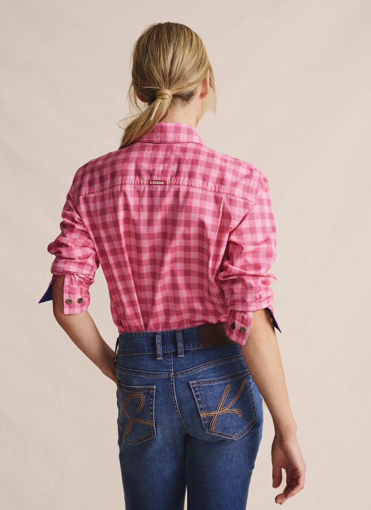 S.Kidman Ladies Camfield Work Shirt - Pink Check - 1SHW00083