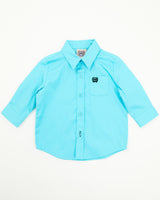 Cinch Boys & Toddler Button Down Western Solid Shirt  - Turquoise