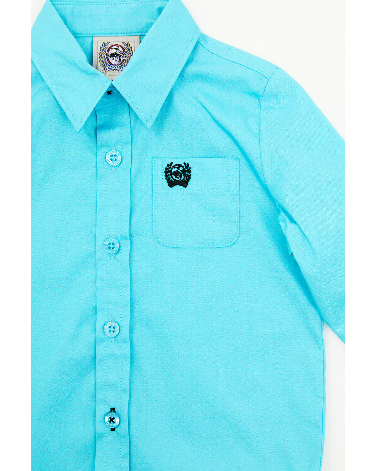 Cinch Boys & Toddler Button Down Western Solid Shirt  - Turquoise