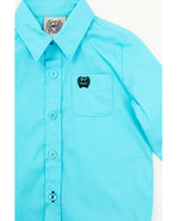 Cinch Boys & Toddler Button Down Western Solid Shirt  - Turquoise