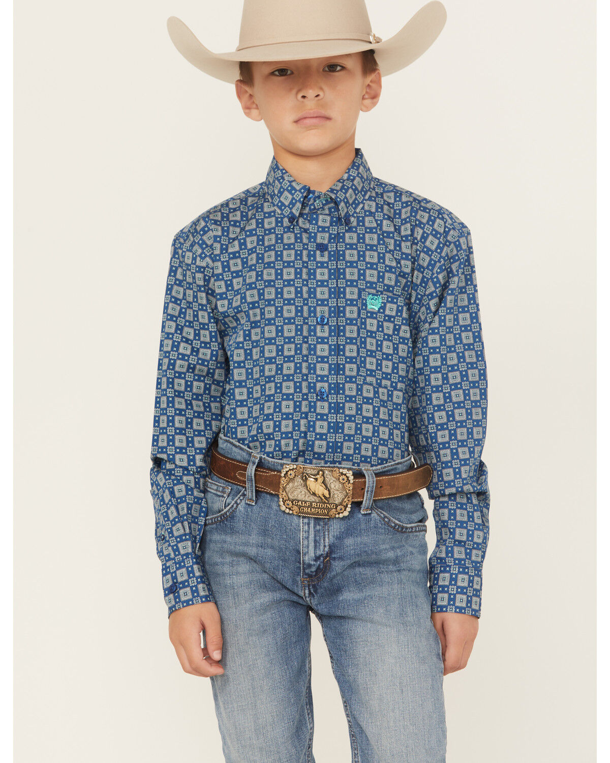 Cinch Boys & Toddler Button Down Western Geo Print Shirt - MTW7062385