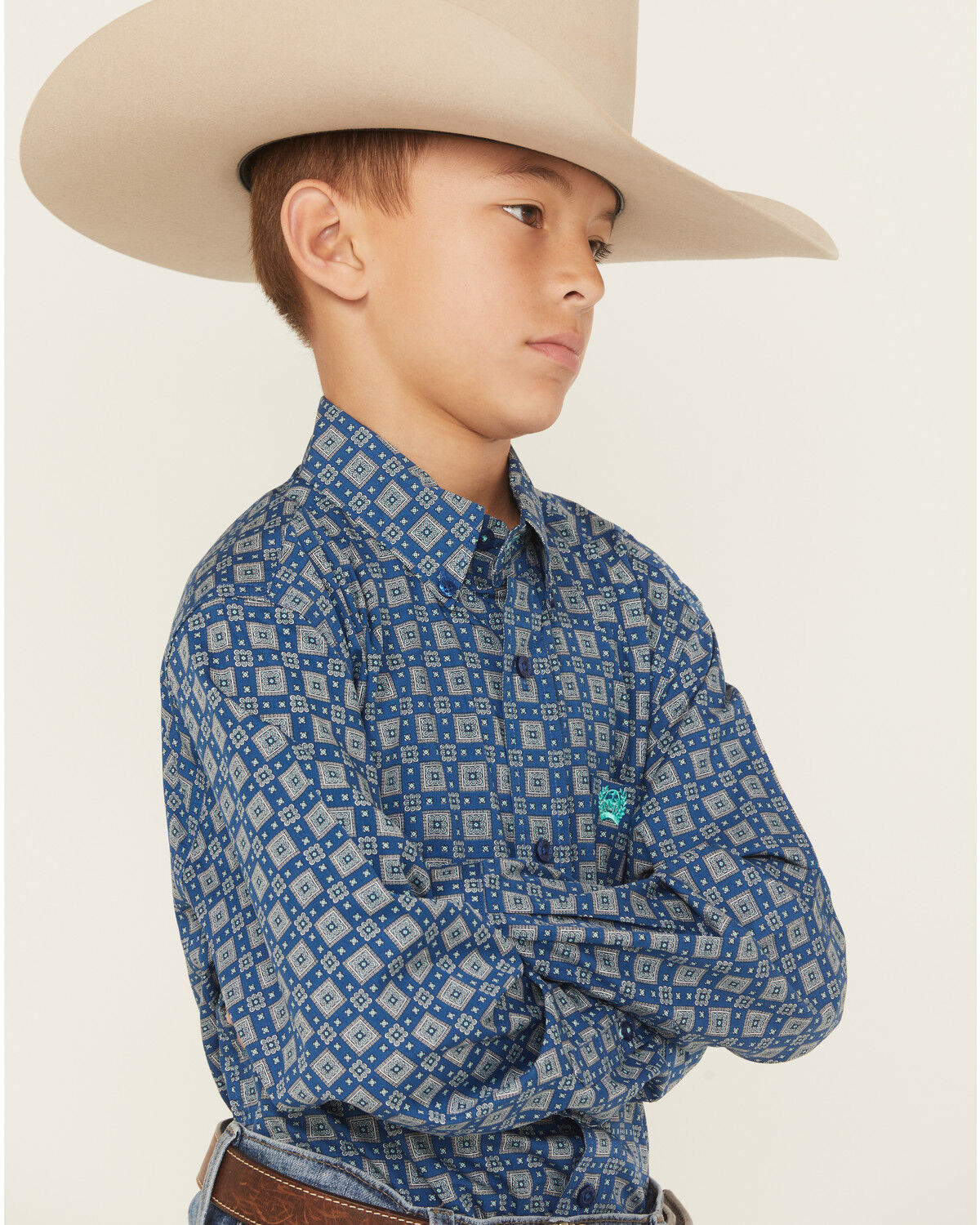 Cinch Boys & Toddler Button Down Western Geo Print Shirt - MTW7062385