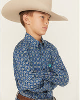 Cinch Boys & Toddler Button Down Western Geo Print Shirt - MTW7062385