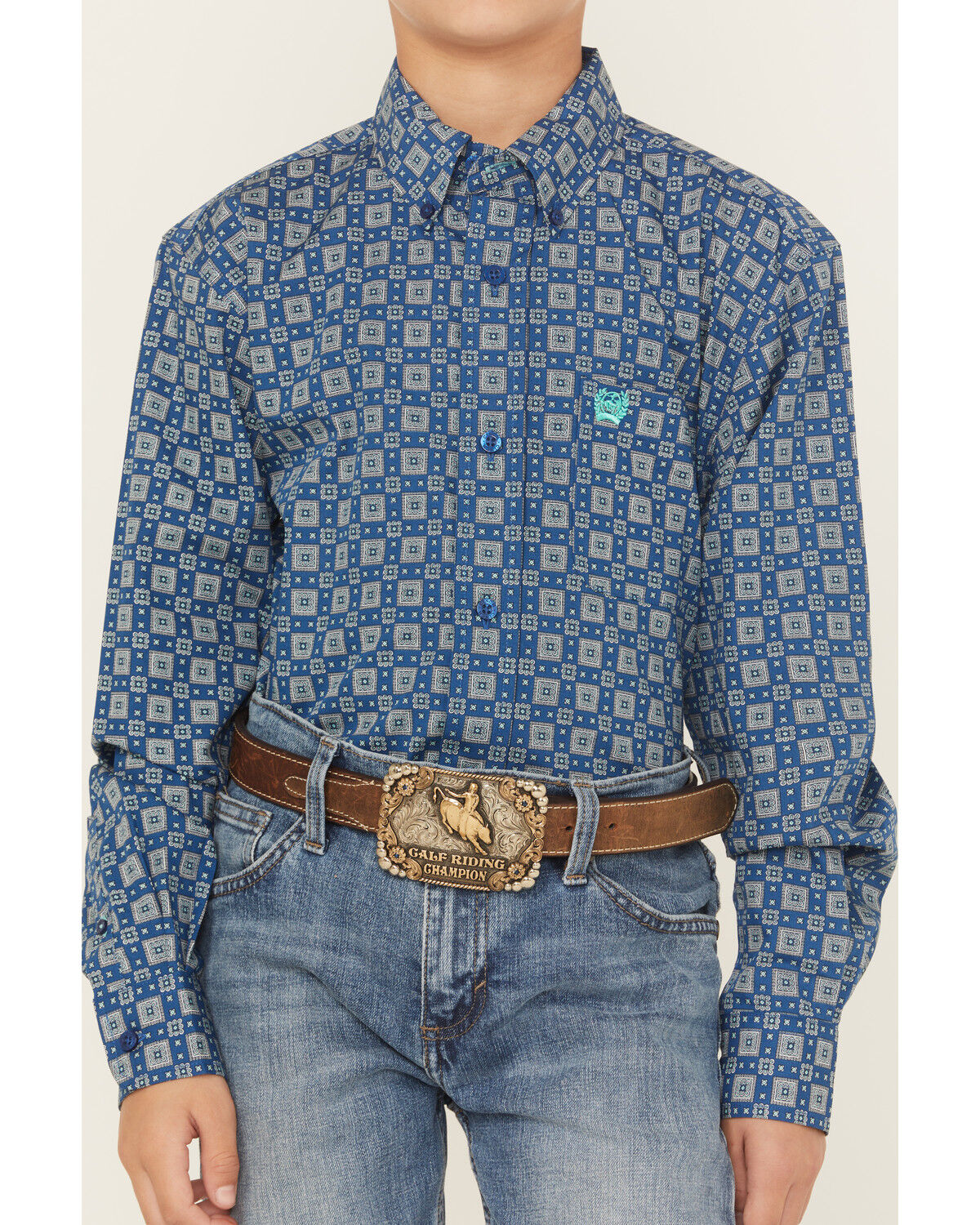 Cinch Boys & Toddler Button Down Western Geo Print Shirt - MTW7062385